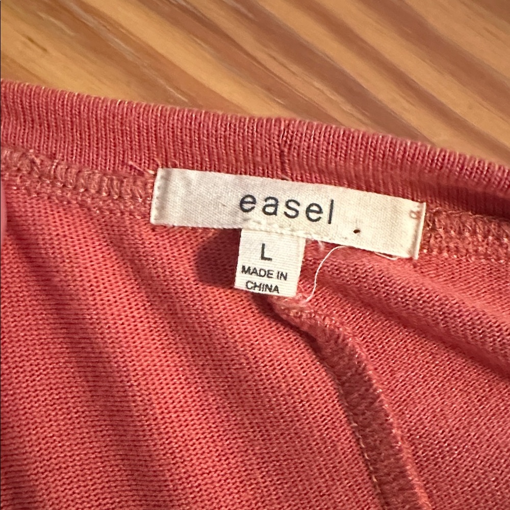 EASEL Coral Cutout Crisscross Sleeve Boutique Top - Picture 3 of 5